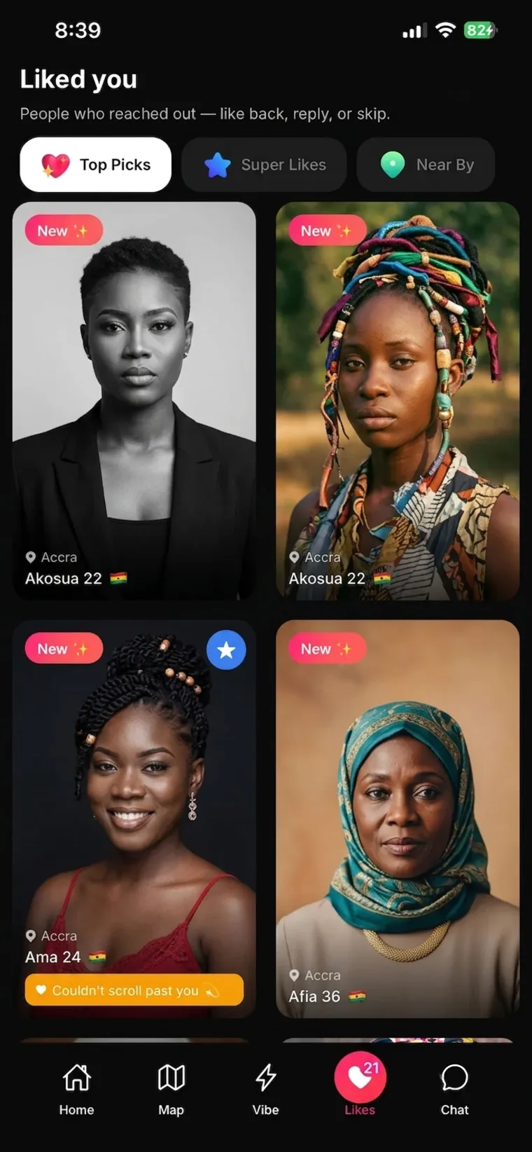 The Luvmood Liked You screen, verified members who reached out
