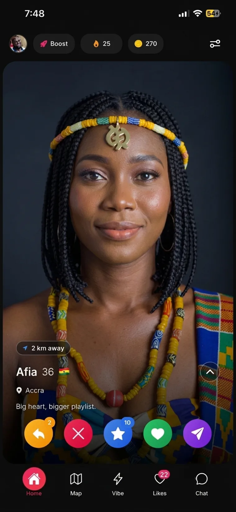 The Luvmood app showing a verified member in discovery